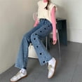 thumbnail image 6 of Autumn Winter Vintage Heart Shape Printing Jeans Y2K Harajuku Wide Leg Pants Women Loose Straight Denim Pants Fashion Trousers-Light Blue-M, 6 of 7