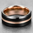 thumbnail image 3 of 8mm Black Tungsten Rings for Men Rose Gold Groove Wedding Bands with Beveled Edges, 3 of 5