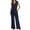 Dark Blue, variant on Summer Clothes Wide Leg Jumpsuits for Women Casual V Neck Sleeveless Belted High Waist Long Pants Work Rompers