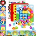 thumbnail image 1 of Color Matching Mosaic Pegboard Early Learning Educational Toys, Fine Motor Skills Game, Preschool Learning Toys, 58 Pcs Button Art Toys For Toddlers, Toddler Activities Crafts, 1 of 4