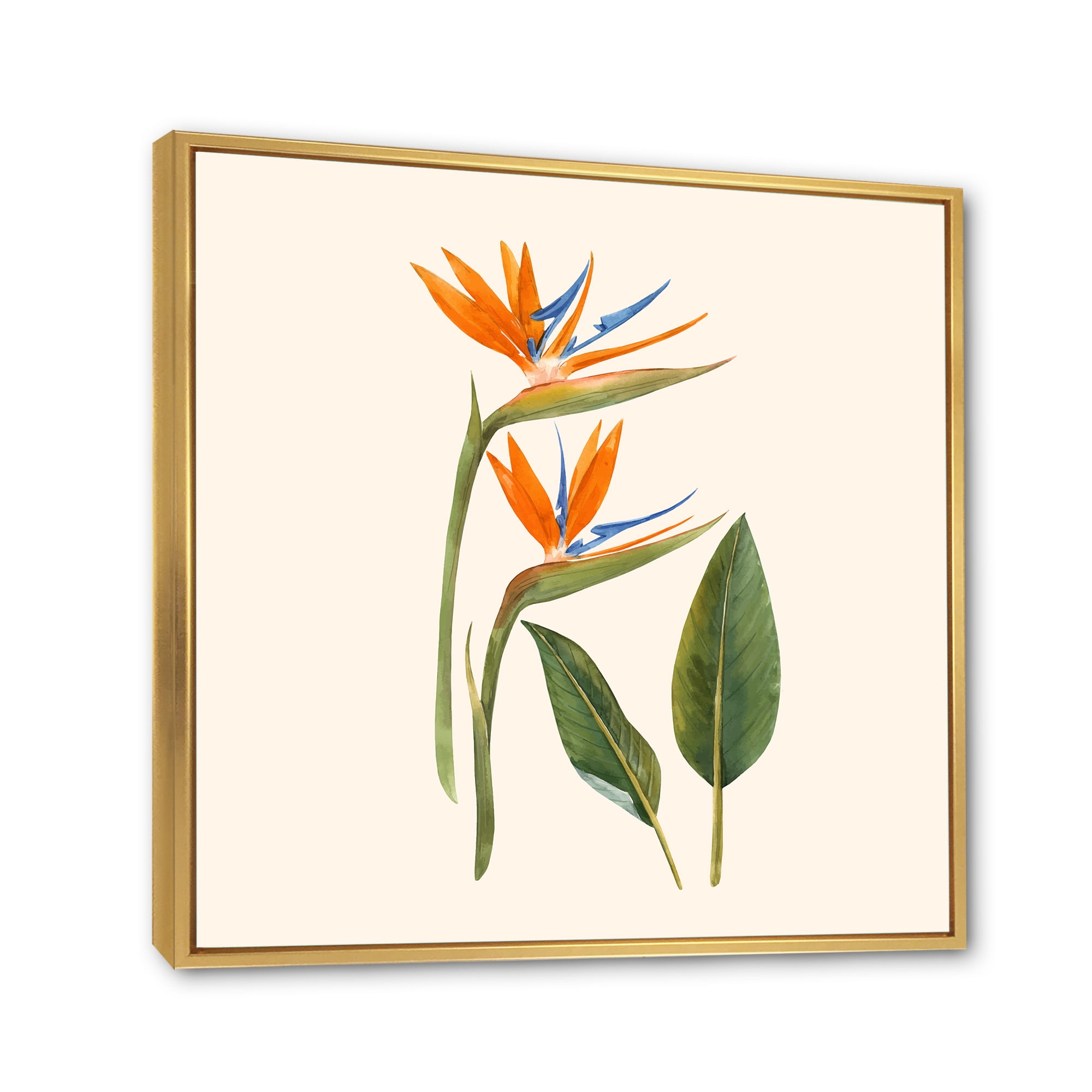 Designart 'Ancient Strelitzia Flowers' Traditional Framed Canvas Wall Art Print