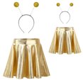 thumbnail image 2 of iiniim Kids Girls Halloween Cosplay Outfits Metallic Shiny High Waist Skirt with Hair Hoop Set Gold 16, 2 of 7