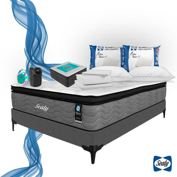 Colchón King Size Sealy Evolution + Box King Size + Protector AirBleden + 2 Almohadas + Bocina BT