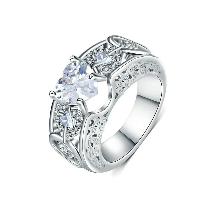 Bague de Fiançailles en Forme de Cœur à la Mode pour Femmes et Filles
