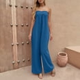 thumbnail image 6 of Hurxie Strapless Jumpsuit for Women Summer Casual Off Shoulder Wide Leg Romper with Pockets Navy,2XL, 6 of 6