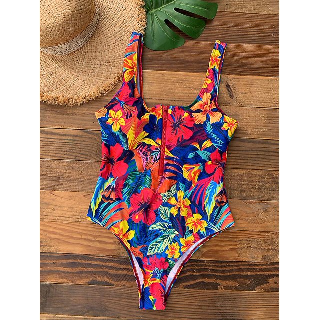 Traje de baño de una pieza para mujer 2022 nuevo Zip Push Up Monokini Sexy traje de baño sólido a rayas con estampado de hojas ropa de playa 13XL
