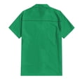 thumbnail image 4 of Huresd Mens Short Sleeve Guayabera Shirts Linen Cotton Button Down Shirt Green 2XL, 4 of 4