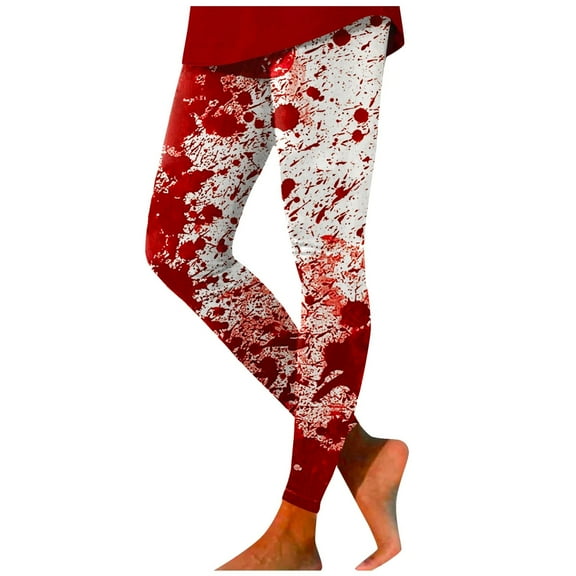 Women's Leggings Halloween Casual Red Printed Yoga Pants for Exercise and Daily Wear