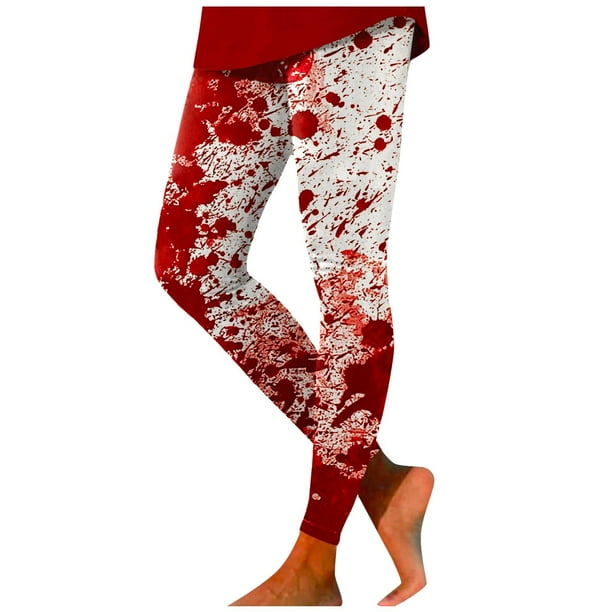 MKLEKYY leggins deportivos mujer Pantalones de Yoga estampados rojos informales para mujer Leggings