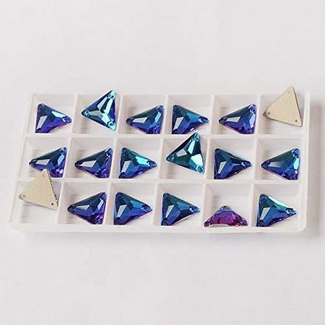 ZOUSSIQI Rhinestone Triangle Flat Back Crystal Glass NO Hotfix Sew On Rhinestones Crystal for Decoration Dress Clothing Jewelry Accessories - (Color: Blue Zircon/Size: 16mm-36pcs) CA919-42107
