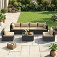 thumbnail image 3 of MRUAKA 7 Pieces Patio Conversation Set, Outdoor Sectional PE Rattan Wicker Furniture Seat,Khaki, 3 of 8
