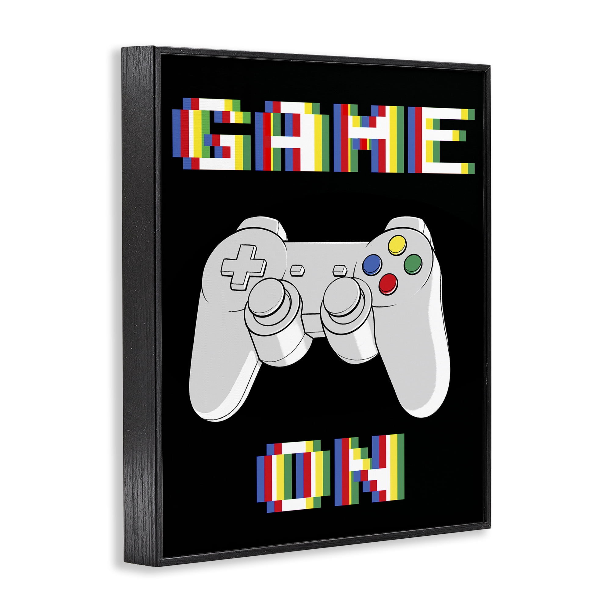Stupell Industries Colorful Digital Game On Black Framed Giclee Art, design by Marcus Prime