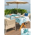 thumbnail image 5 of Outdoor Tablecloth with Umbrella Hole for Patio/Picnic/Party/Camping, Coastal Sea Turtle Waterproof Table Cloth Rectangle Table Cover Washable, Teal Green Summer Ocean Coral Sea Fish (54"x 80"), 5 of 9