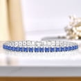 thumbnail image 2 of JeenMata Enorme Septiembre de Corte Princesa de 11 Quilates - Zafiro Azul - Pulsera de Tenis con Piedra Natal para Mujer Diseño de Eternidad - Chapado en Oro Blanco, 2 of 6