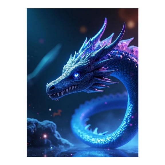 Diamond Art Kit for Adults, Dragon Blue Purple Print No.133 Diamond Painting for Adults Beginners, 5D DIY Diamond Art Painting Kits, Colorful Diamond Painting Craft for Home Decor 12x16