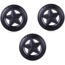 Muzzys (SET OF 3) Texas Edition Star ALL BLACK Round 3" Shield Emblem Universal Stick On FITS Tundra, Tacoma, F150, Silverado, Titan, Hood, Door, Tailgate, Grille, Fender, etc