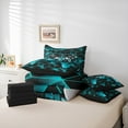 thumbnail image 6 of Castle Fairy Gradient Gamer Boy 7pcs Bedding Comforter Set,Abstract Geometric Queen Bedding Sets Super Cozy,Black Teal Queen Sheet Sets,Luxury Bedroom Decor, 6 of 8