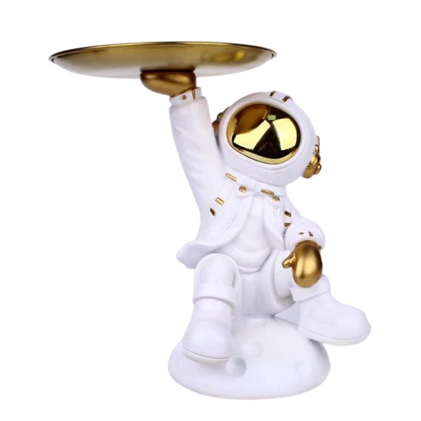 Resina Astronauta Estatua Adorno Entrada Llave Bandeja de almacenamiento Decoración para el hogar (Blanco B) Ehuebsd Libre de BPA