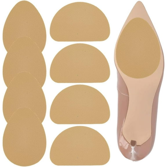 4 Pairs 2 Styles Heel Non Slip Grips Bottom Shoe Protector Bottom Sole Tan Silicone Teardrop Arch Adhesive Texture Replacement Repair Covers Pads