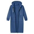 thumbnail image 4 of Kaprioy Womens Zip Up Hoodies Long Coat Sweatshirt Double Zipper Fall Fashion Jacket Sweatshirts Winter Warmy Hoodie Blue, XXXXL, 4 of 4
