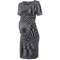 thumbnail image 2 of Frontwalk Maternity Dress Short Sleeve Pregnancy T Shirt Summer Clothes Stripes Black L, 2 of 4