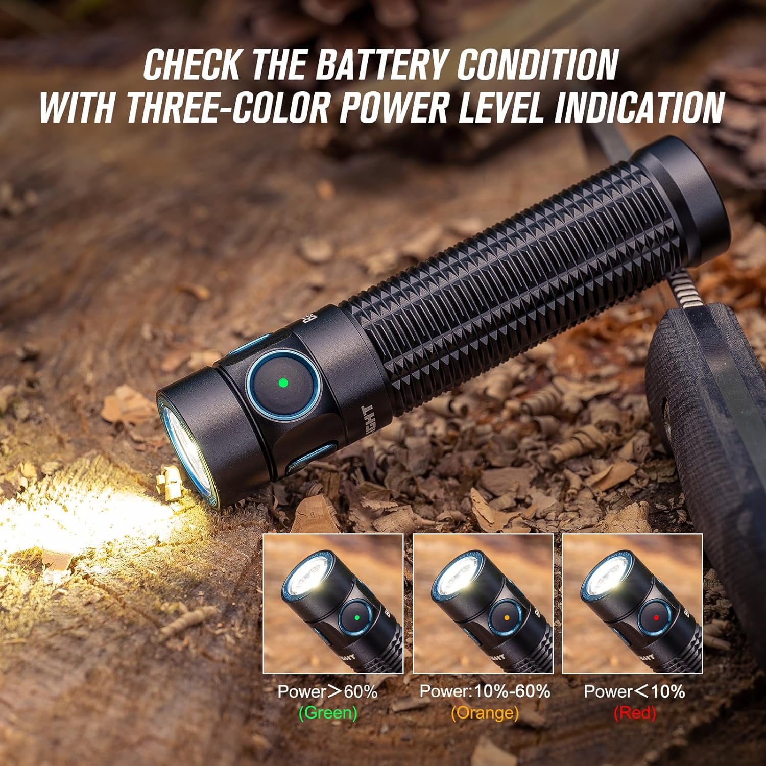 Olight Baton 3 Pro Brush Strokes Rechargeable Flashlight, 1500 Lum, Cool White （Black）
