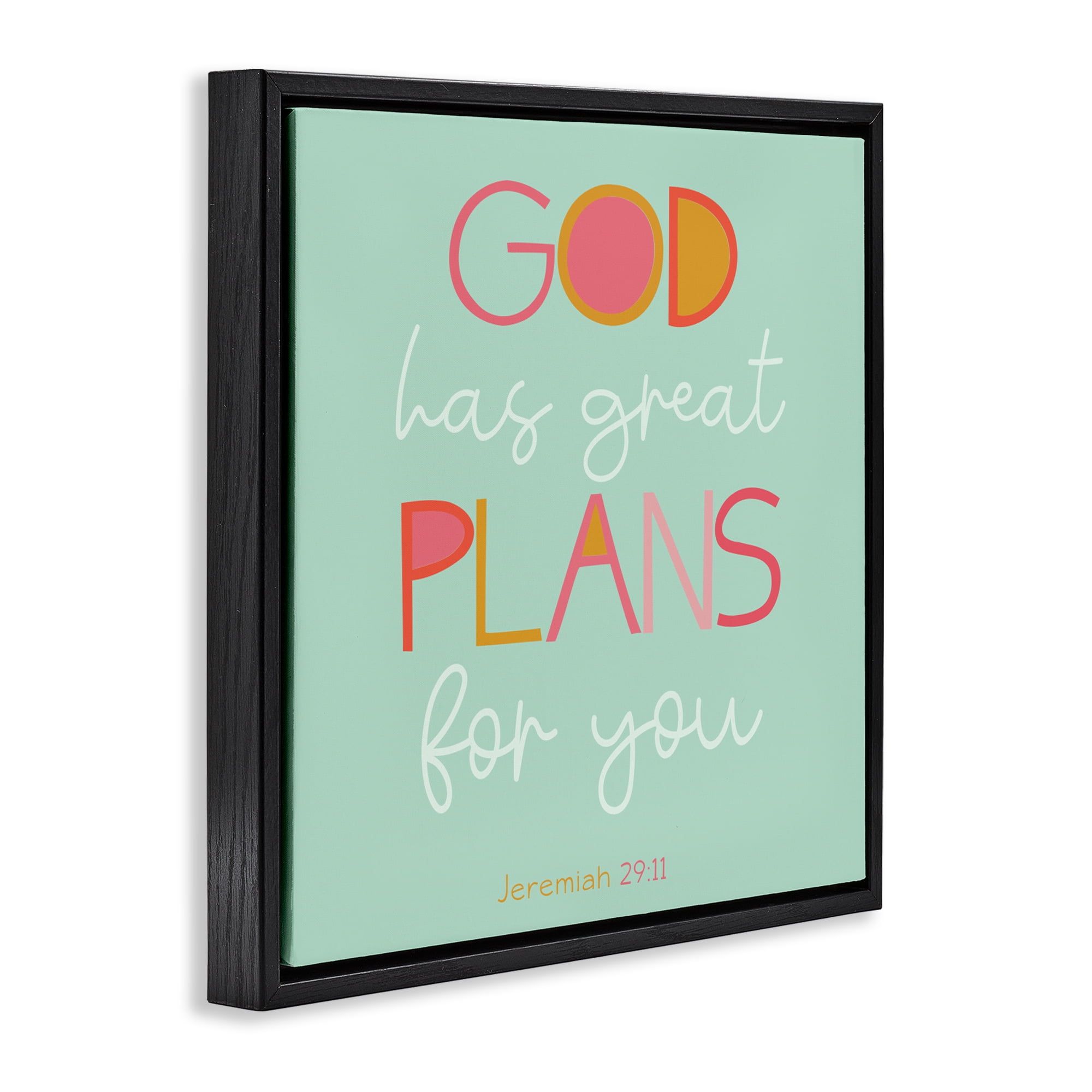 Stupell Industries Green God's Plans For You Black Framed Floater Canvas Wall Art, design by SD Graphics Studio
