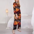 thumbnail image 3 of Salouo Dynamic Fire Bird Art Pattern Women's Pajamas Set Long Sleeve Button Down Sleepwear Soft Pj Lounge Sets for women 2 Piece Pjs Set with Long Pants-Medium, 3 of 7
