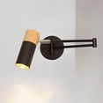thumbnail image 4 of Home Decoration Hangs Swing Arm Wall Sconce Lighting Led Wood Wall Lamp Adjustable Wall Mount Light Fixtures Bedroom Bedside Reading Lamps For Restaurant Living Room Study Cafe,Black Home Decoration H, 4 of 6