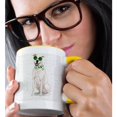 thumbnail image 2 of 3drose, White American Pit Bull Terrier in Sunglasses and Winter Scarf, 15oz Two-tone Yellow Mug, 2 of 6