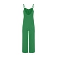 thumbnail image 3 of Prime Day Sales, JURANMO Jumpsuits for Women Casual Ribbed Knit Sleeveless Romper Summer Spaghetti Strap Stretchy Wide Leg One Piece Pants with Pockets Green XL, 3 of 7