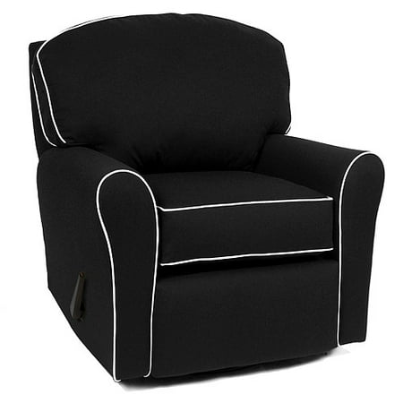 Enchanted - Recliner, Swivel Glider Upholstered Camelot Black w/ White Pipe