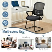 MCQ 2Pcs Desk Chair, No Wheels Home Office Chair, Mesh Mid Back Computer Guest Side Chair with Lumbar Support, Black
