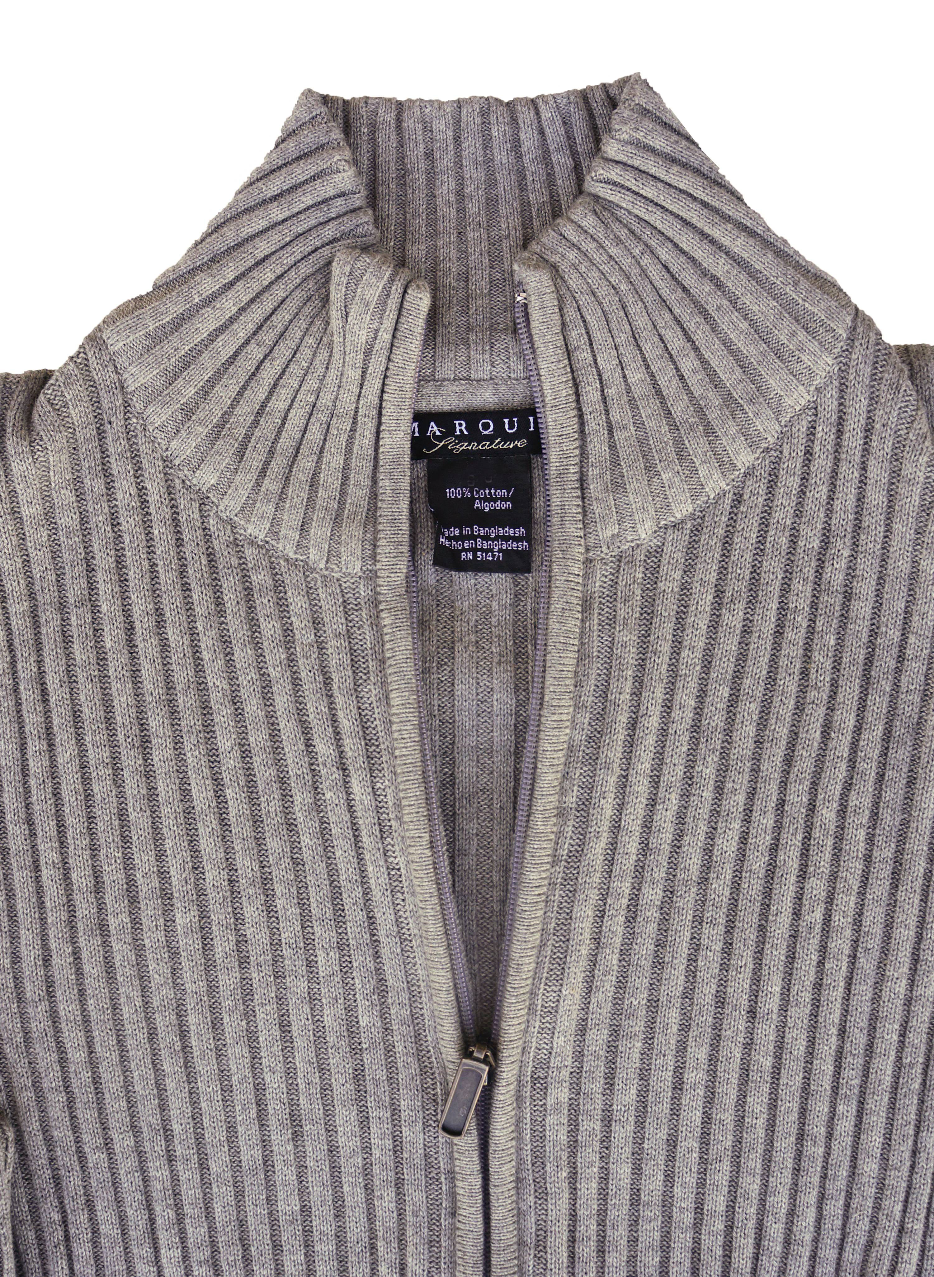 Marquis Full Zip Ribbed Mock Turtleneck 100/% Cotton Cardigan for Men