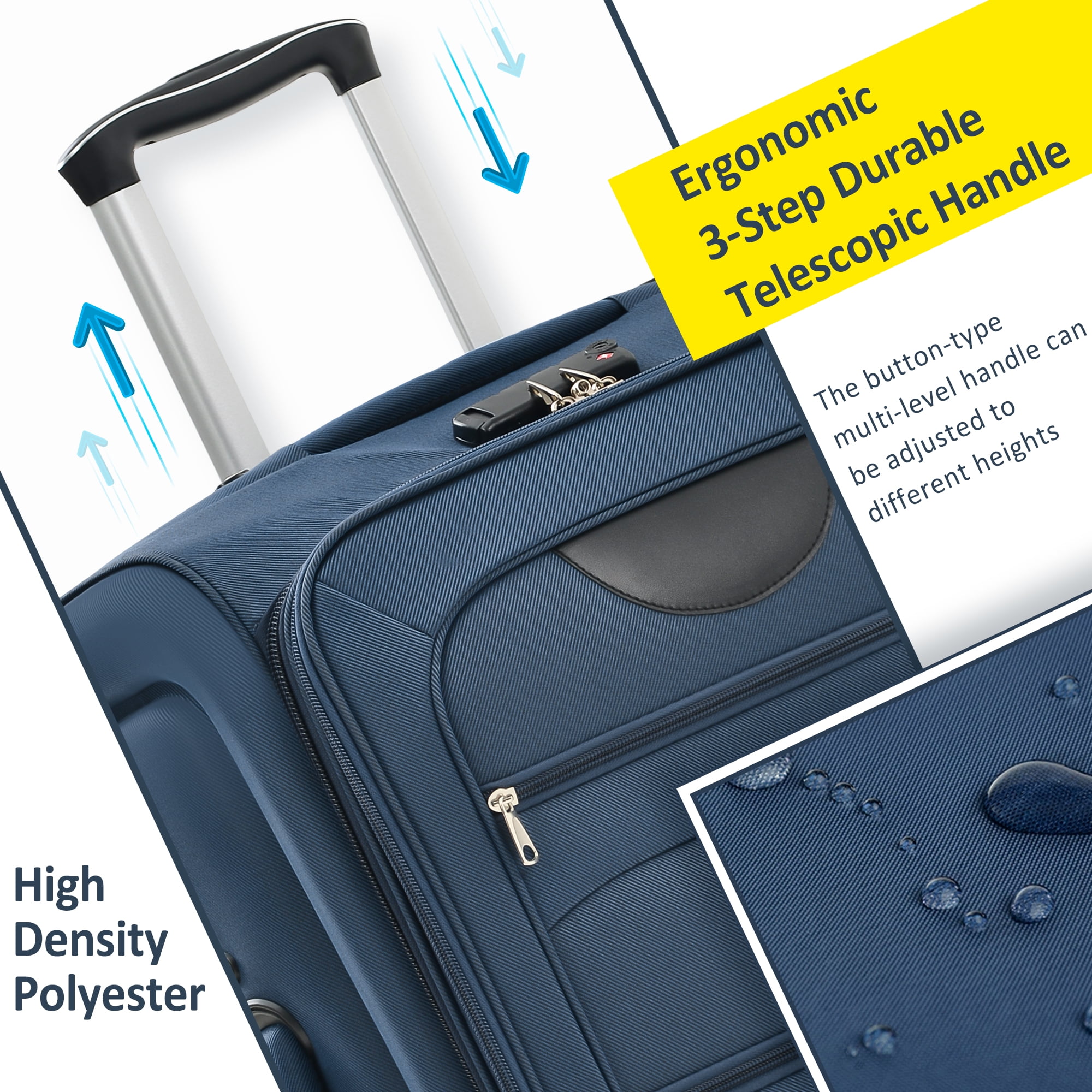 Softside Luggage Expandable 3 Piece Set Suitcase Upright Spinner Softshell Lightweight Luggage Travel Set-22/26/30 inches