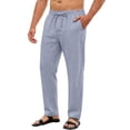 thumbnail image 2 of ZORYEVY Fall Mens Pants Casual Straight Leg Cotton Lounge Trousers for Men Elastic Waist Breathable Solid Drawstring with Pockets Pants, 2 of 6