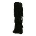 thumbnail image 3 of Women Faux Suede Fringe Knee High Chunky Heel Western Boots 19628, 3 of 6