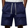thumbnail image 1 of pstuiky Pantalones cortos de entrenamiento para hombre, Pantalones cortos deportivos informales holgados de verano de color liso para hombre, con múltiples bolsillos, para playa, 1 of 5