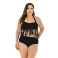 thumbnail image 2 of FANNYC Women's Bikini Sets Retro Fringe Tassel Bikini Swimsuit Classic Halter Two Piece Swimsuit Swimwear Beachwear-Plus Size-Padded ,High Waist, 2 of 7