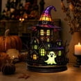 thumbnail image 4 of sruoe Halloween Stained Glass House Table Lamp, Witch Hat LED Light Prop, Halloween Seasonal Desktop Ornament, Halloween Holiday Decor for Tabletop Mantel Shelf, 4 of 6