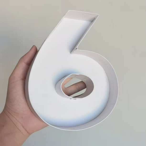 8" Small Fillable Cardboard Number Shaped Mache Kids (White, 6 or 9