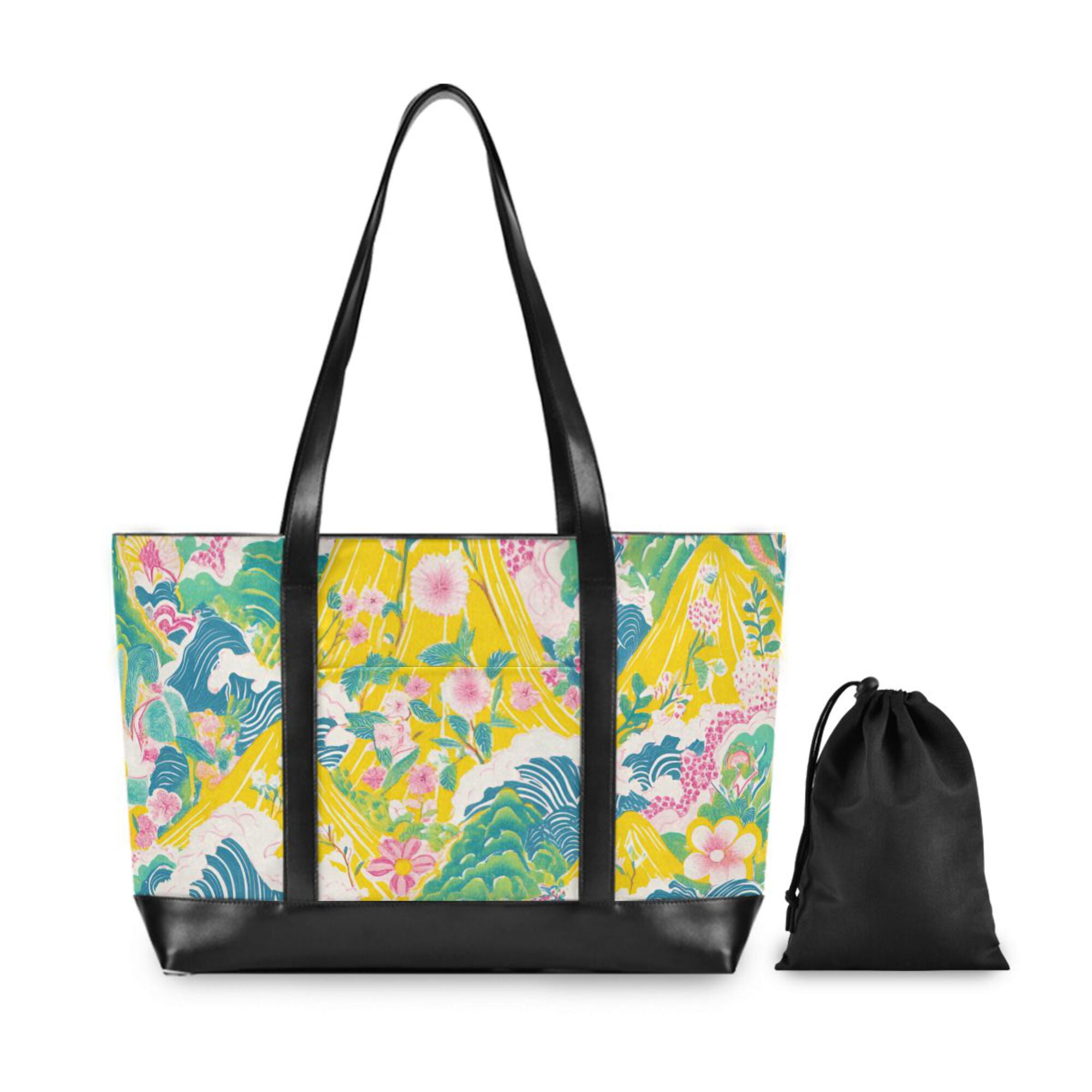 FORMRS Canvas Laptop Tote Bag for Women with 15.6" Computer Compartments Shoulder Handbag, Yellow Mountains