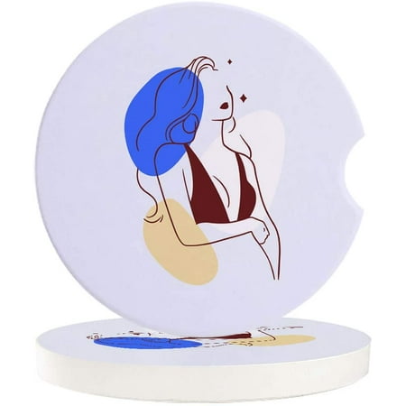 

FMSHPON Minimalist Line Style Abstract Women Pattern Set of 6 Car Coaster for Drinks Absorbent Ceramic Stone Coasters Cup Mat with Cork Base for Home Kitchen Room Coffee Table Bar Decor