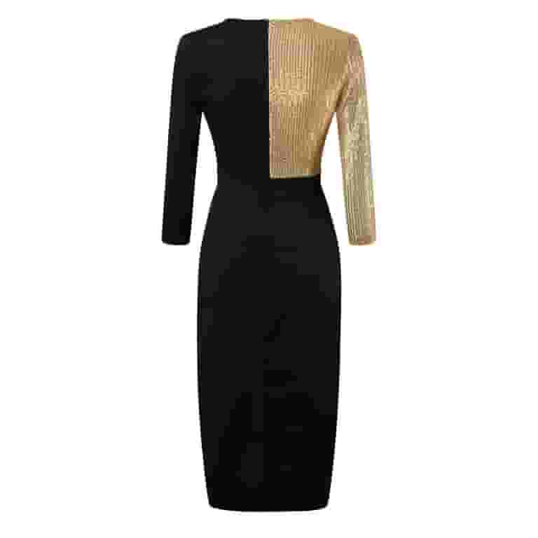 早割 万博 Ladies Formal Dress Patchwork Printed V-Neck Long Sleeve Clothing