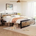 thumbnail image 3 of Ourlova Queen Size Industrial Platform Bed Frame with Headboard, Noise-Free, No Box Spring, Brown, 3 of 7