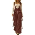 thumbnail image 3 of CAIXIA Rompers for Women S-uede Fringe Cowgirl Jumpsuits Country Concert Outfit Western High Waisted Romper Vintage Cargo Overalls, 3 of 6