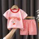 thumbnail image 2 of Odeerbi 2-10 Años Conjunto de Verano Para Niñas Camiseta Corta de Algodón A Cuadros Conjunto de Dos Piezas, 2 of 3