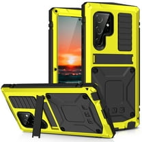 Allytech Case for Samsung Galaxy S22 Ultra 5G, Built-in Tempered Glass Screen Protector Full Body Shockproof Heavy Duty Protective Case with Detachable Rope for Galaxy S22 Ultra 2022(6.8"), Yellow