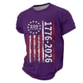 thumbnail image 4 of America 250 Merchandise Mens Short Sleeve Crewneck Patriotic Graphic Tee Stylish Summer Daily Wear Purple S, 4 of 4