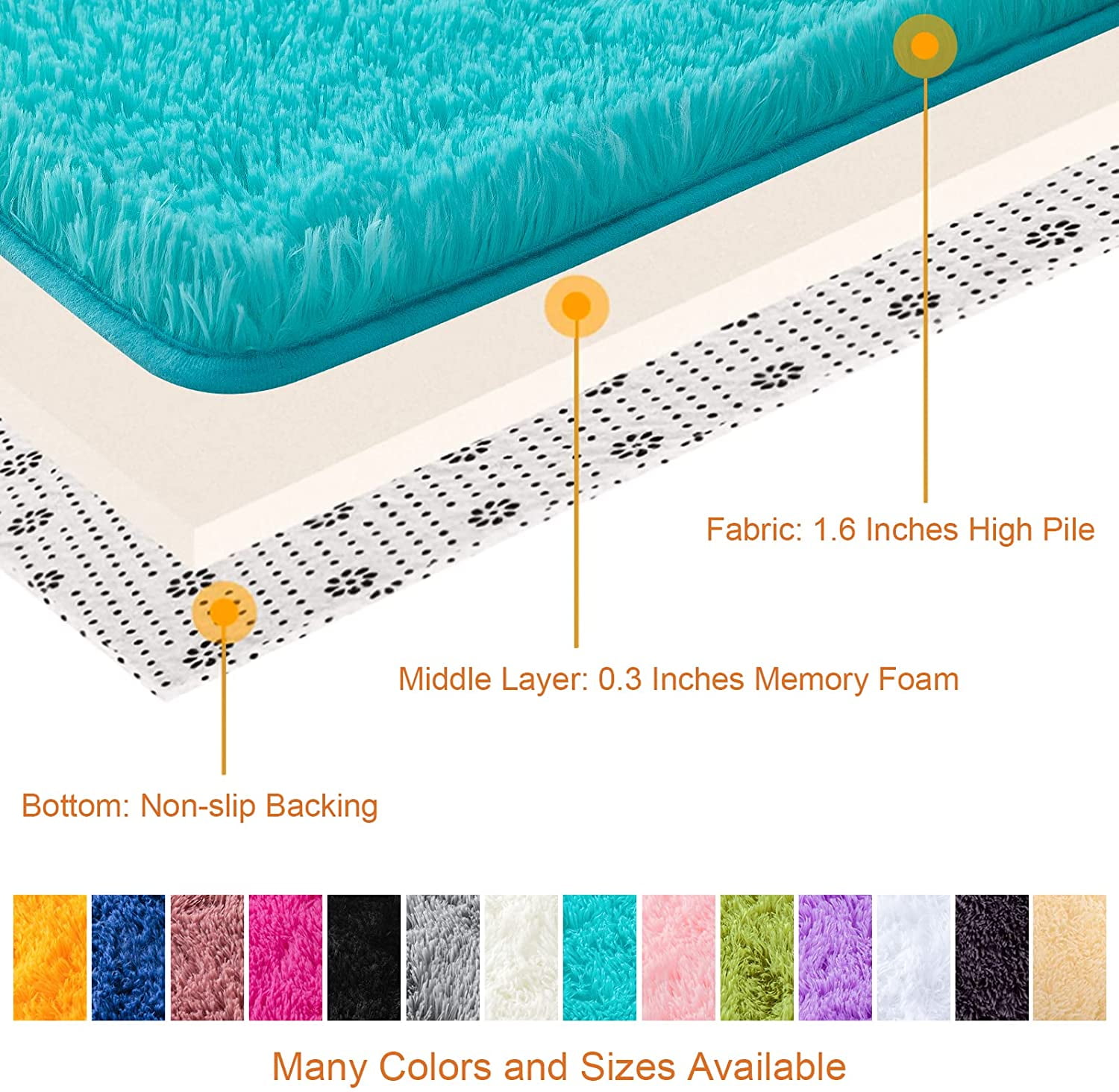 Softlife Super Soft Shaggy Area Rugs for Living Room Fluffy Carpets for Bedroom Home Decor,5.3'X7.5', Blue